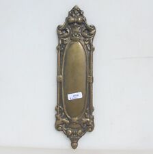 Vintage Brass Finger Plate Push Door Handle Old French Style Rococo Leaf