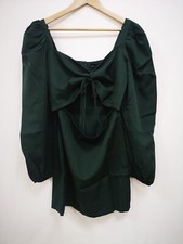 ISIF CUT OUT TIE FRONT PUFF SLEEVE BODYCON DRESS 