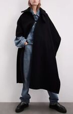 RRP£169 ZARA Limited Edition Black Detachable Hoodie Wool Cape Coat New One Size