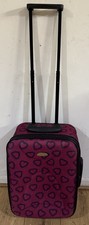 Small Avion Purple Hearts Suitcase Telescopic Handle 2 Wheels  54 X 35 x 21cm