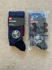 Under Armour- Mens Wales/WRU Rugby Socks - XL UK size 12-14-BNWT-Charcoal