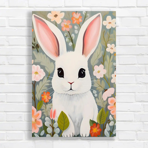 Whimsical floral rabbit - floral,
