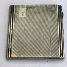 Vintage Art Deco Style Engraved Cigarette Tobacco Silver Tone Metal Holder Case
