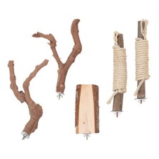 5 PCS Parrot Perch Set Wooden
