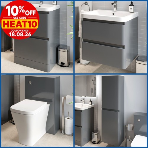 Grey bathroom furniture vanity - bathroom,