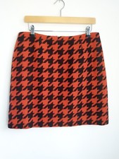 HOBBS Skirt Wool Blend Black Orange Hounds Tooth Tweed Short Size UK 12