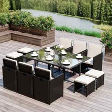 10 Seater Cube Rattan Dining