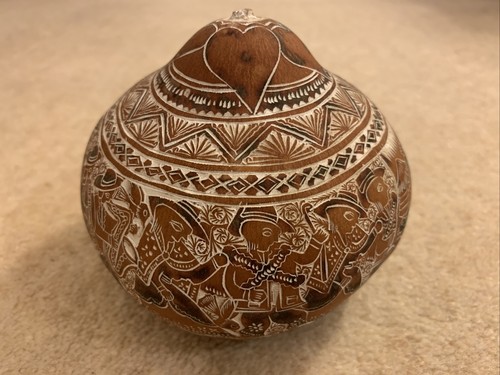 Peruvian carved gourd - carved,