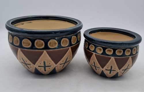Pair vintage glazed ceramic - pair,