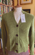 TOAST V NECK WOOL NEAT CARDIGAN APPLE GREEN NWT SIZES S