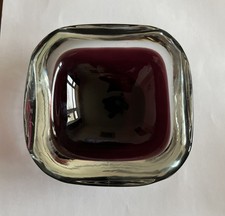 Murano Geode Clear & Purple  Square Bowl 11cm square