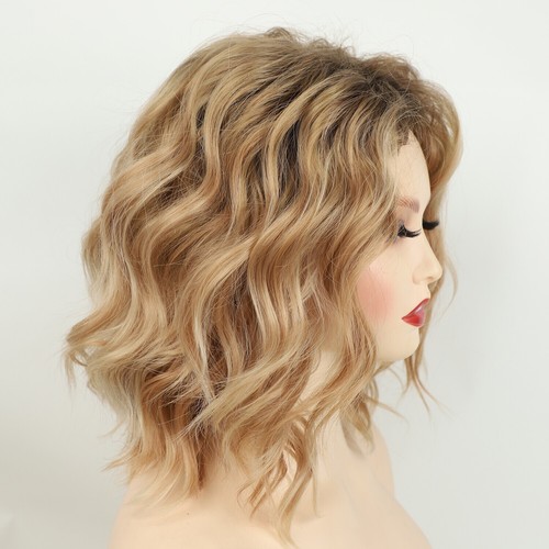 Short blonde curly - blonde, bob