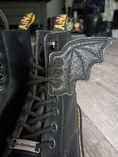 PAIR Of Black Glitter Bat Boot Shoe Wings. Halloween. Goth. Fancy Dress. 