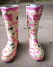 Radley London Short Wellies Boots Pink & Cream Radley Dog Print Size 3/36 BNWOB