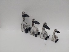 Set of 4 Lazy Sitting Ducks Hand Made Wooden Duck Family Shabby Chic Ducks