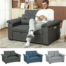Pull Out Sofa Bed, Click Clack 2 Seater Sofa Bed with Side Pockets