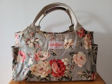Cath Kidston Large Two Handle Grab Bag Grey with Garden Rose Print Oilcloth