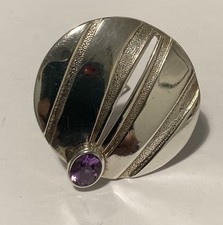 Rare Malcolm Gray (Ortak) Sterling Silver & Amethyst Brooch. Full HM.