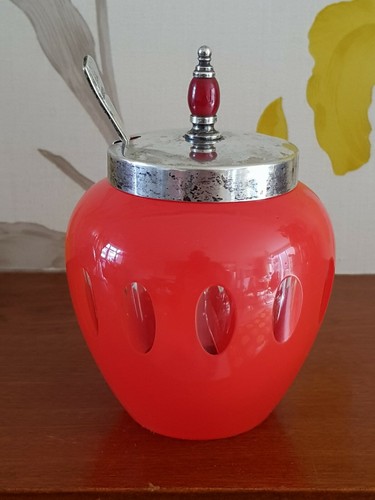 Vintage unusual red cut glass - cut,