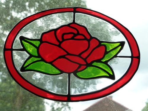 Oval rose stained glass - oval,