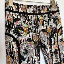 Zumba Magic Collection High Rise Ankle Leggings Rainbow Unicorn Geometric Black