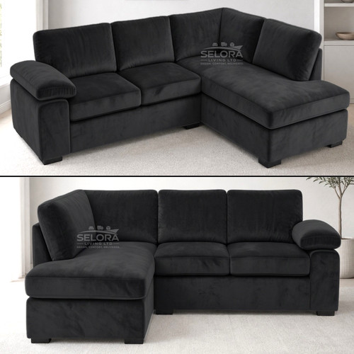 Amalfi black plush velvet - black,