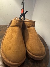 Tan fleece lined snug Boot slippers UK size 7/41-8/42, size large by George