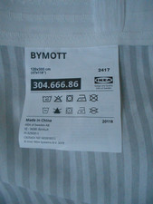 IKEA Bymott Grey/White Striped Light Curtains W/Heading Tape - 120W x 250Lcm (2)