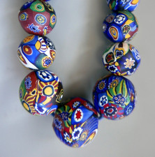 FABULOUS, MASSIVE, LONG, VINTAGE VENETIAN, MATT MILLEFIORI GLASS BEAD NECKLACE