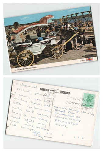 Postcard donkey and carriage - donkey,