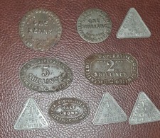 Co-Op Tokens Greenfield Co Operative Society 1p 1' 2' 5' ½ Crown ½ Pint 9 tokens