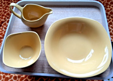 MIDWINTER Staffordshire England RARE Mustard Yellow 21.5cm Bowl, Milk Jug & Bowl