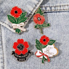 4X Remembrance Poppy Pin Red