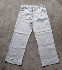 Women's 100% Linen Short Length Beige Trousers From George At Asda Size 10