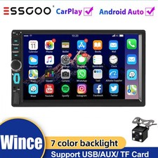7" Double 2 Din Car Stereo Fit Apple Carplay Android Auto USB FM Radio +Cam BT