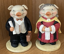 VINTAGE Regency Fine Arts The Lawyer  & The Barrister Pig Ornaments Good
