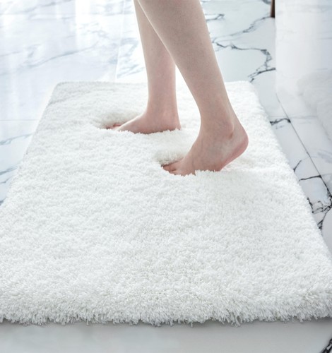 White bathroom rug 17x24 inch - white,