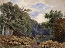 Figures & Deer In Landscape -