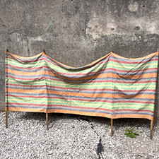 4 Pole Vintage Fabric Windbreaker Beach Garden Camping Festival Privacy