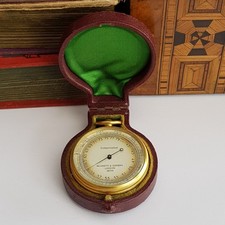 Rare Ormolu Cased Pocket Barometer Nagretti & Zambra 18051 London Antique c1890