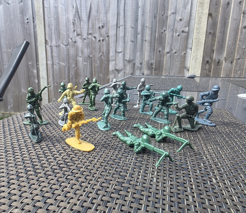 Unpainted plastic toy soldiers - toy,