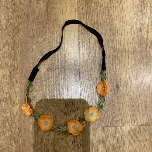 Elastic headband with flowers - with,