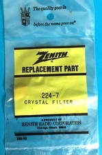 Zenith Crystal Filter 224-7, Filter Set 224-10, Crystal Quartz 224-5, NOS