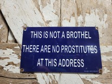 VINTAGE BROTHEL PORCELAIN SIGN