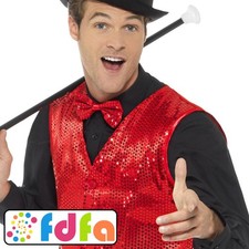 Smiffys Sequin Sparkle Waistcoat Showbiz Adults Mens Fancy Dress Costume