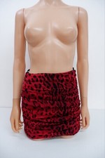 Francesca Couture Womens Mini Shirt Size S Small Red Leopard Ruffle