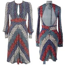 Topshop Celia Birtwell Dress Floral Open Back Ditsy Print Jersey Long Sleeve 10