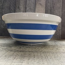 VINTAGE CORNISHWARE BLUE AND WHITE STRIPE MIXING BOWL
