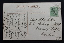 Caerleon, Newport, Mon, Wales 1909 postmark on a C. postcard to Miss. Ada Lake,