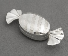 Vintage Sterling Silver Pill Box Sweet Wrapper Design Hallmarked London 1993